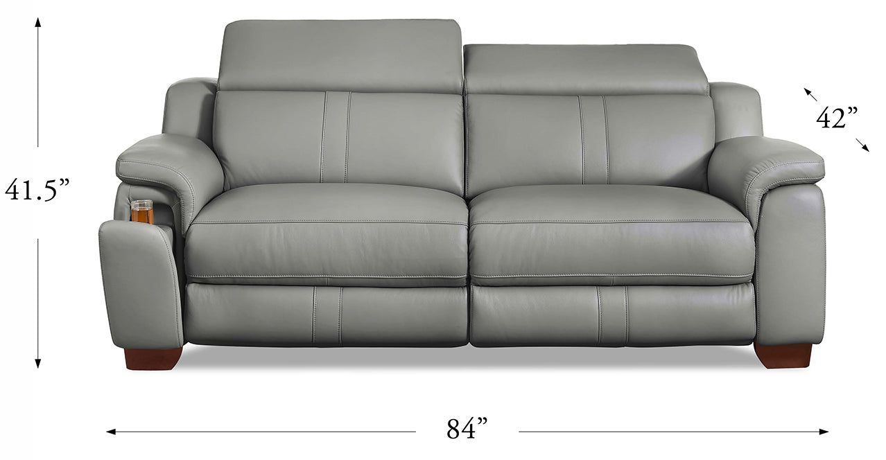 Cara Power Headrest Zero Gravity Reclining Sofa, Silver Gray
